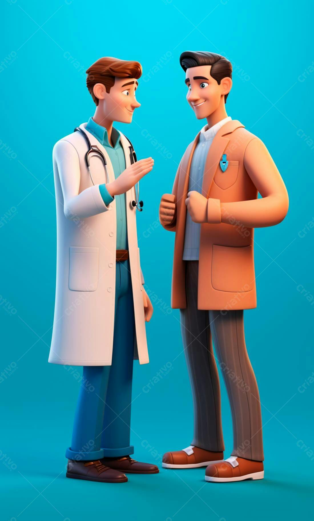 Médico e paciente conversando ilustração 3D
