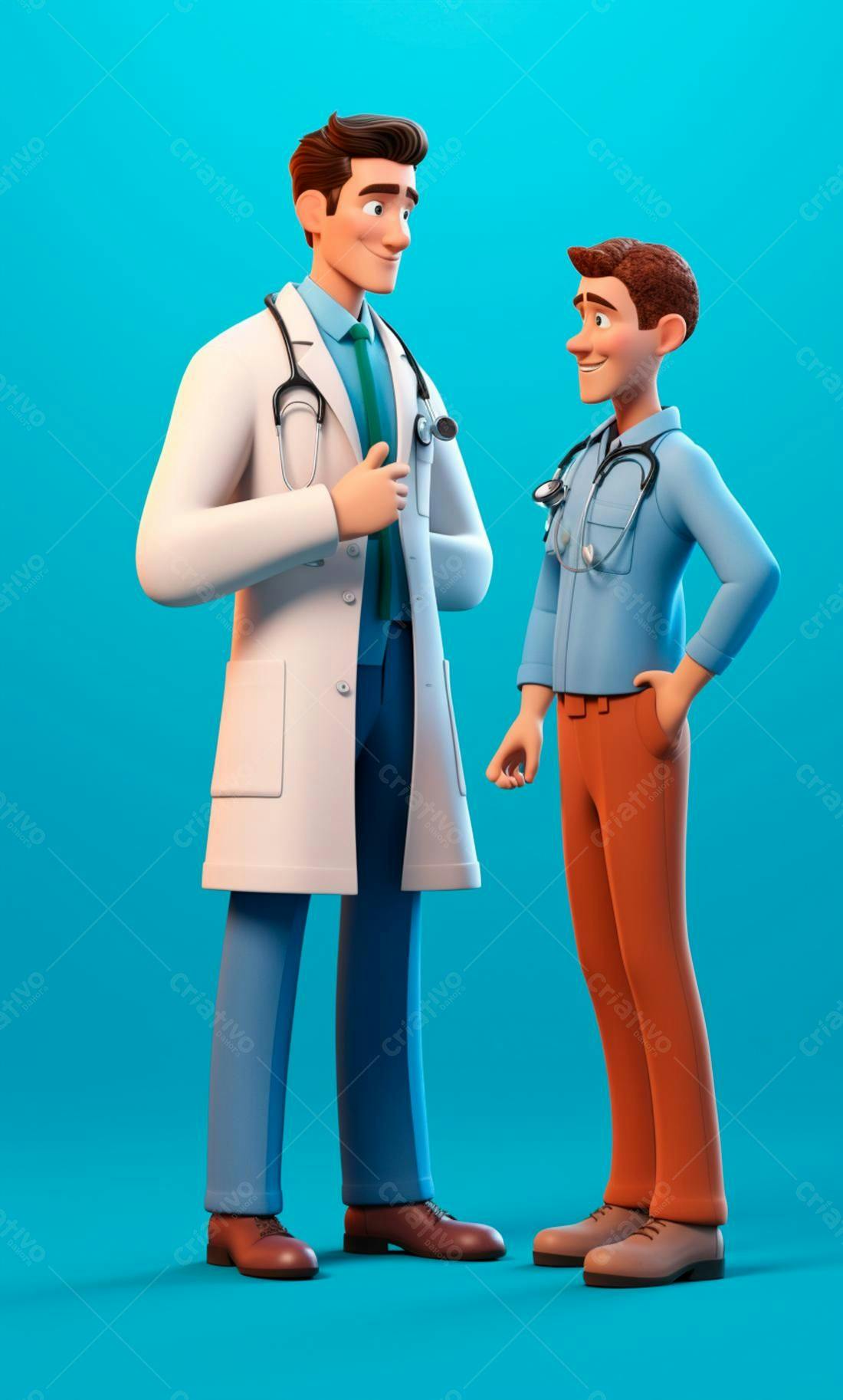 Médico e paciente conversam ilustração 3D