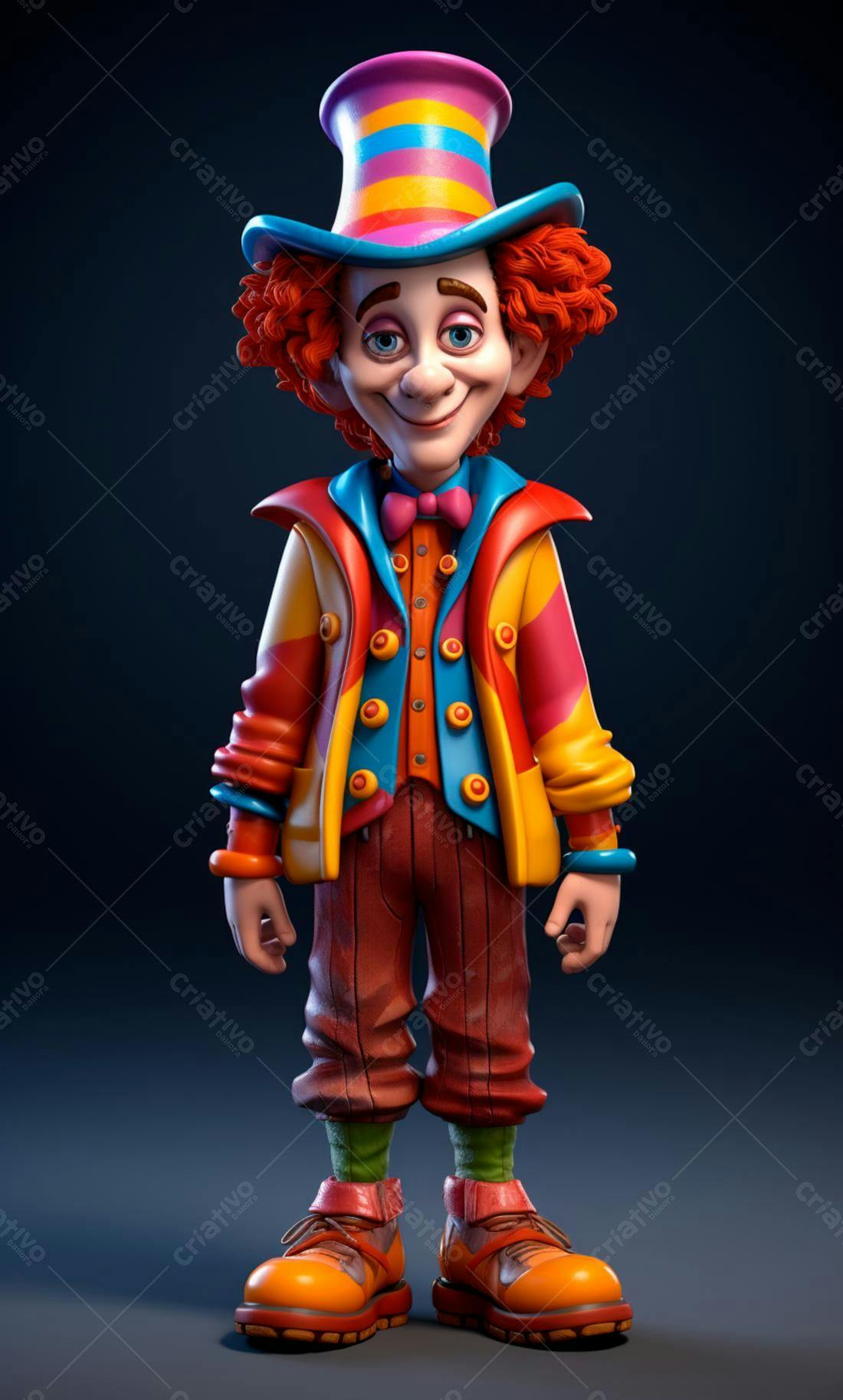 Personagem Cartoon alegre roupa colorida