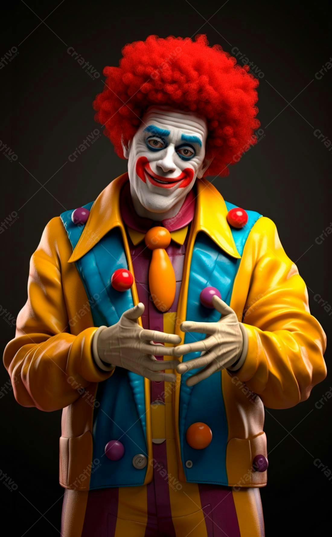 Palhaço sorridente com roupa colorida
