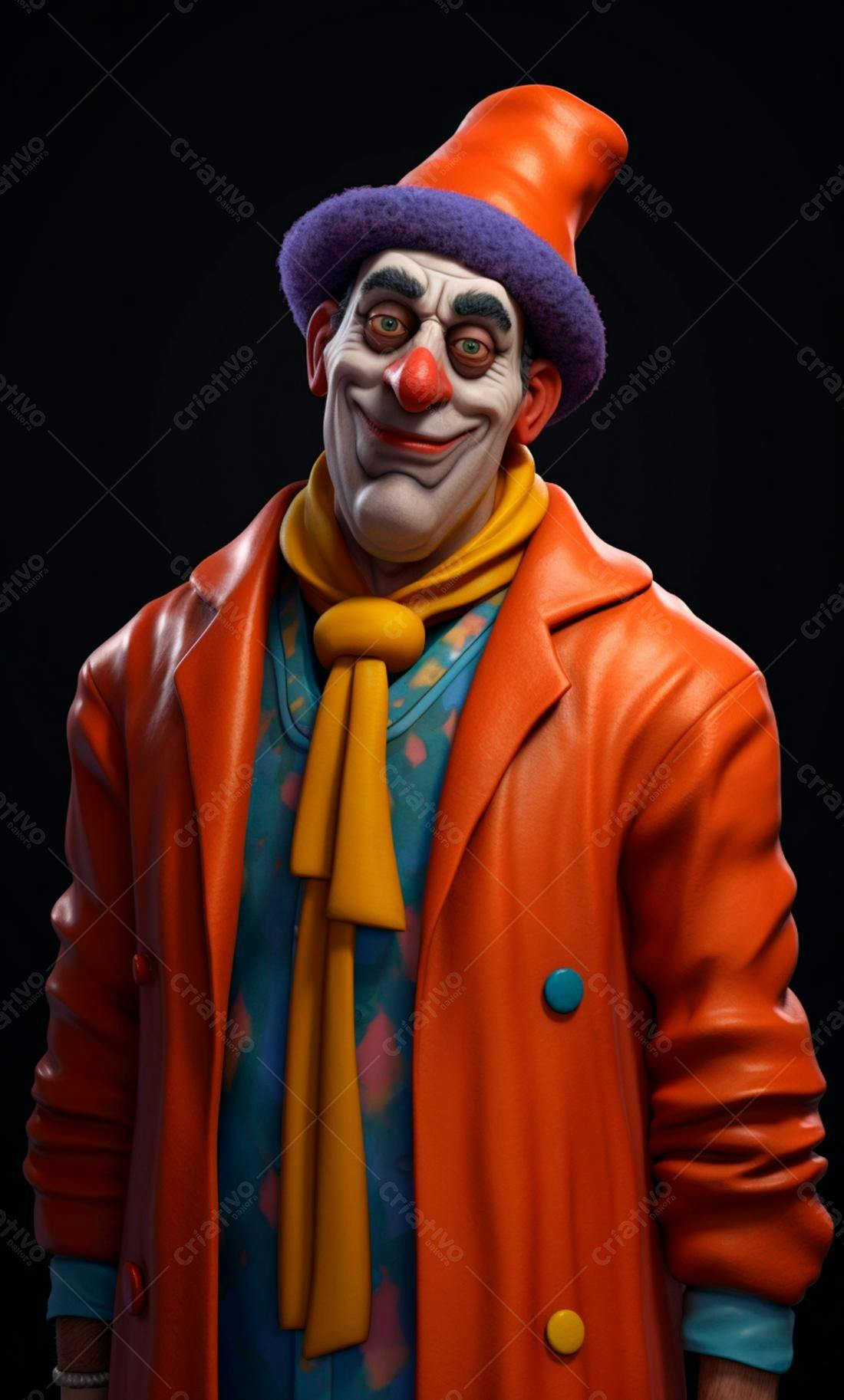 Palhaço sorridente casaco laranja