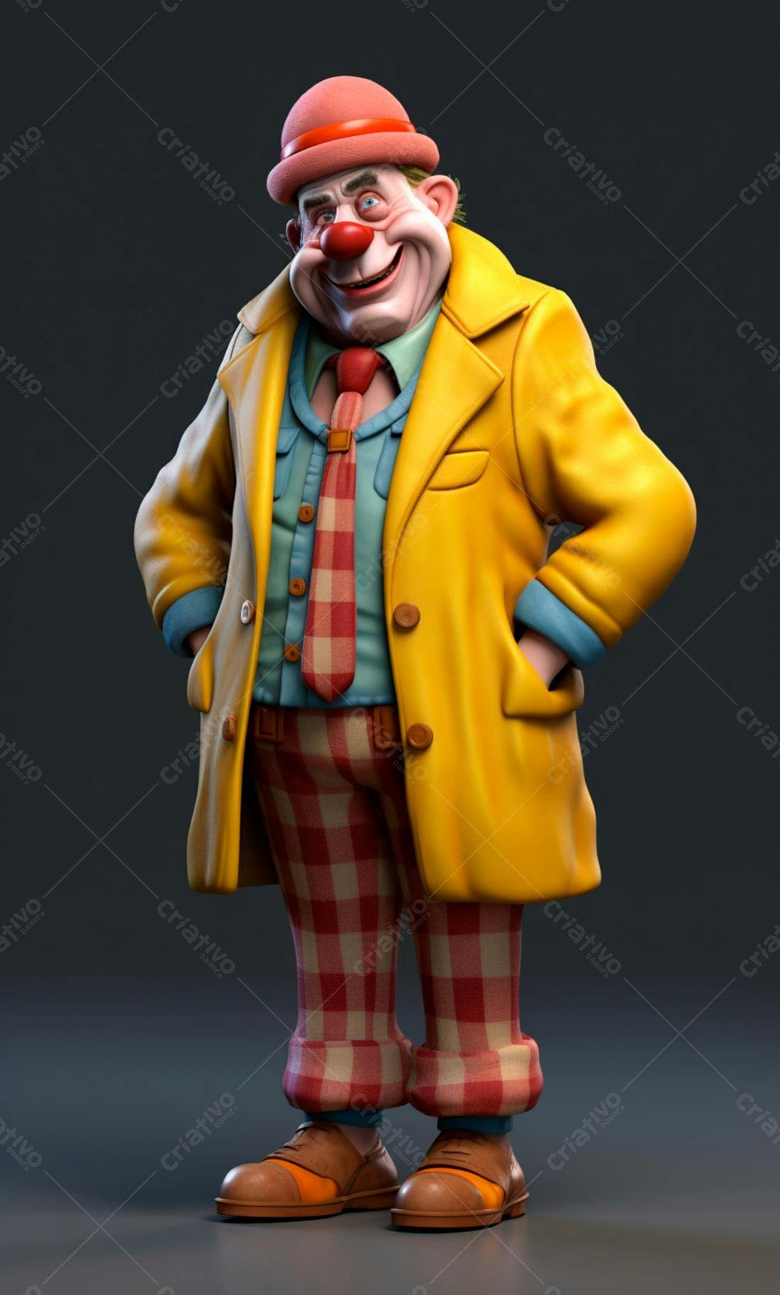 Palhaço estilo vintage em amarelo e vermelho