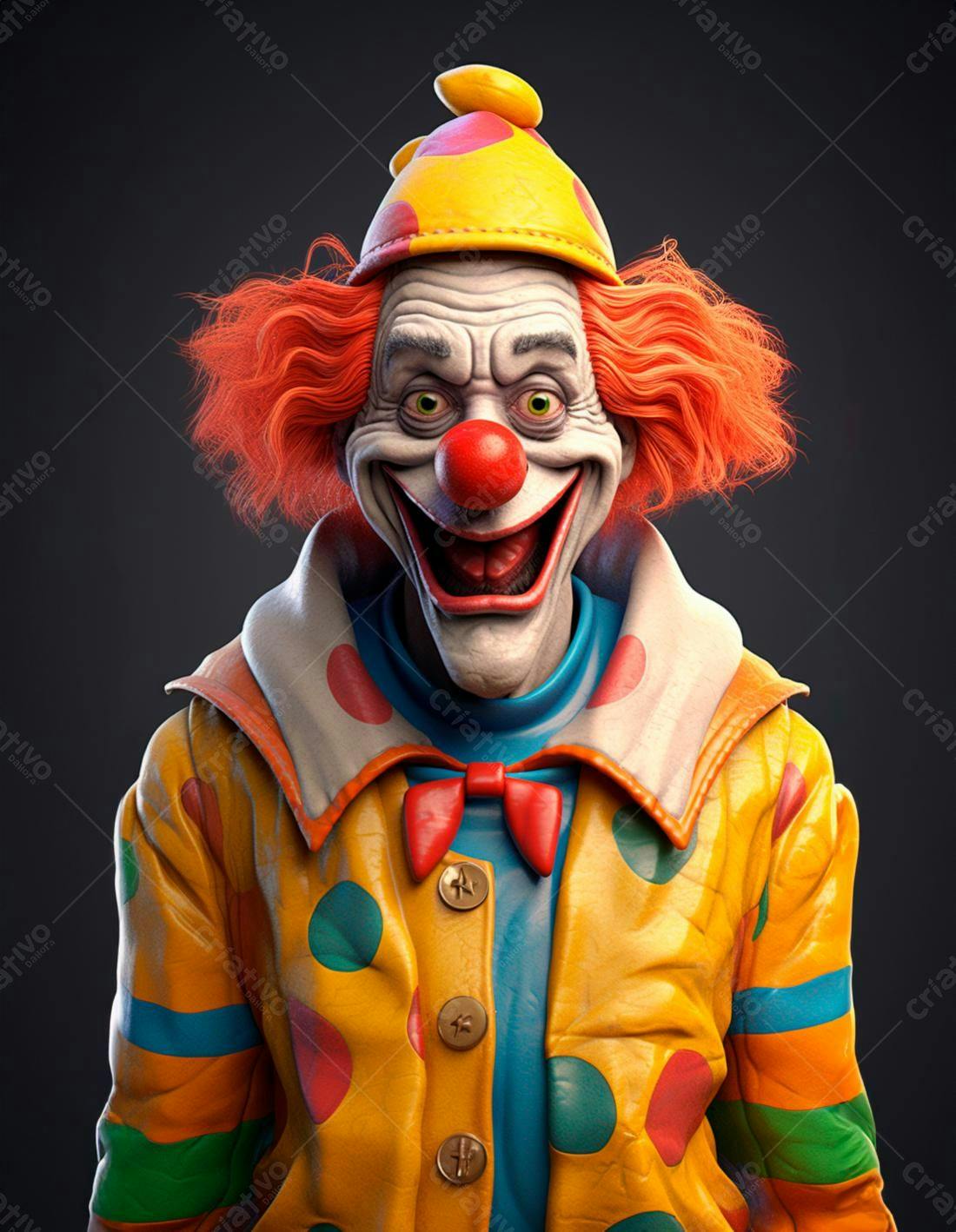 Palhaço sorridente com roupa colorida