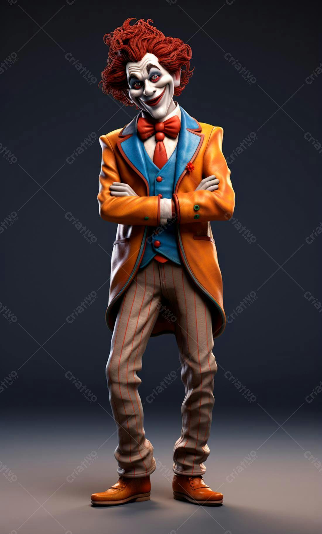 Palhaço estilo vintage com roupa laranja