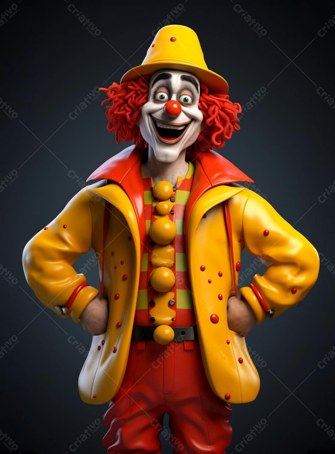 Palhaço alegre em roupa amarela e vermelha