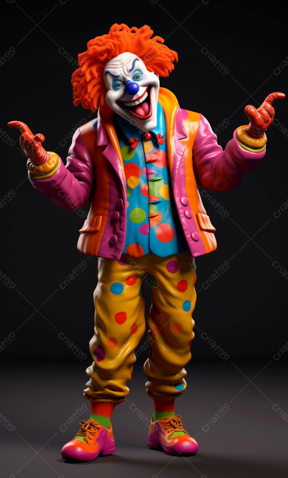 Palhaço sorridente com roupa colorida