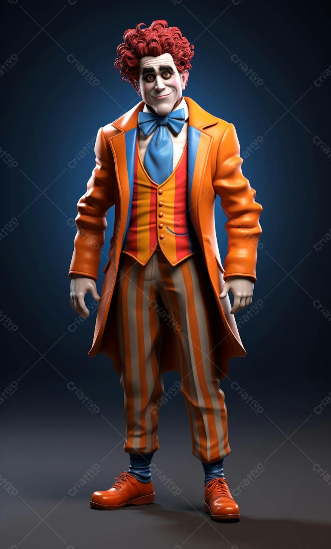 Personagem 3D estilo cartoon roupas laranja e branco