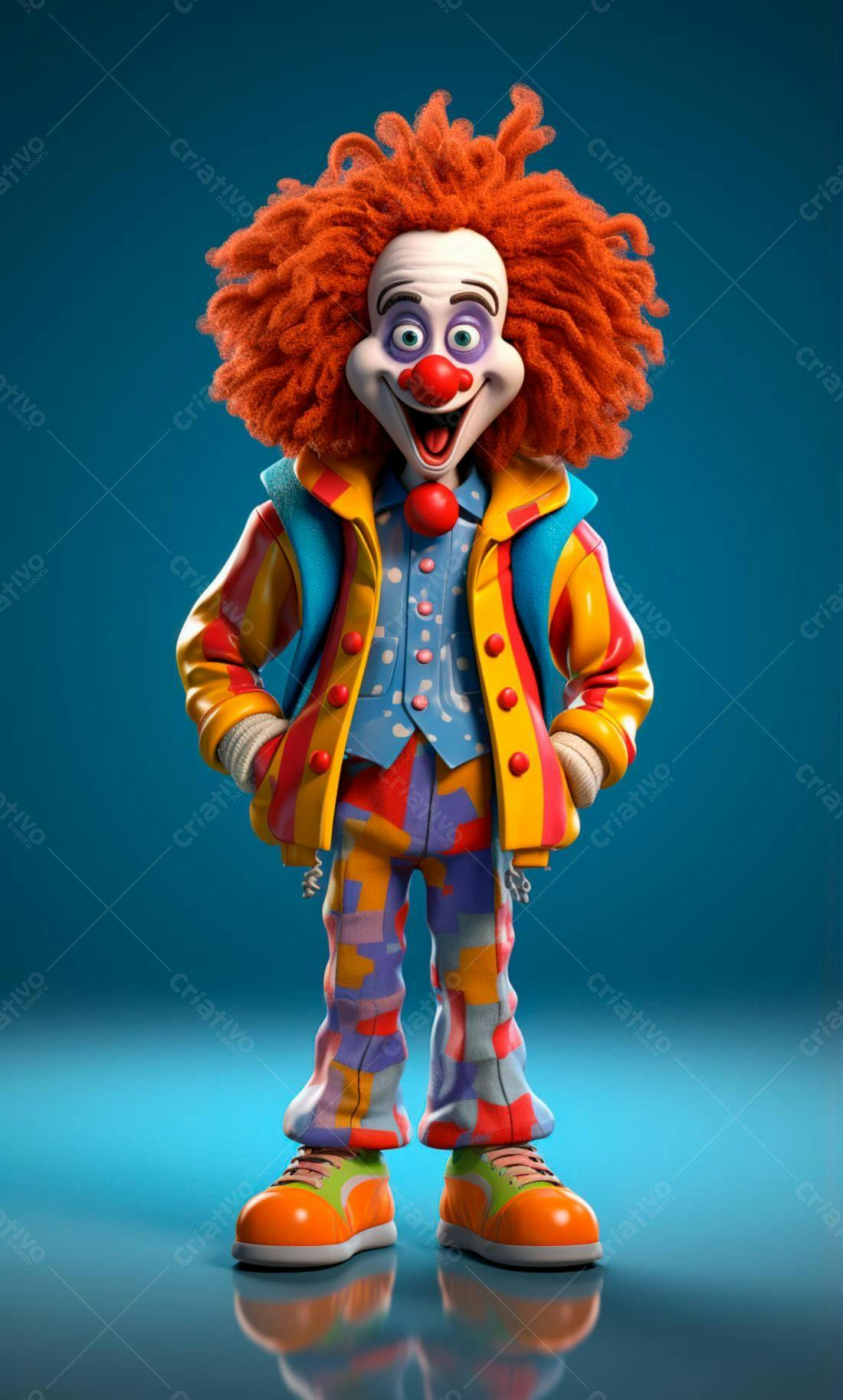 Palhaço estiloso com roupa colorida