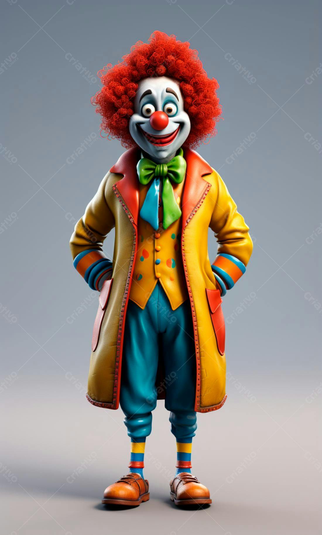Palhaço alegre em roupa colorida