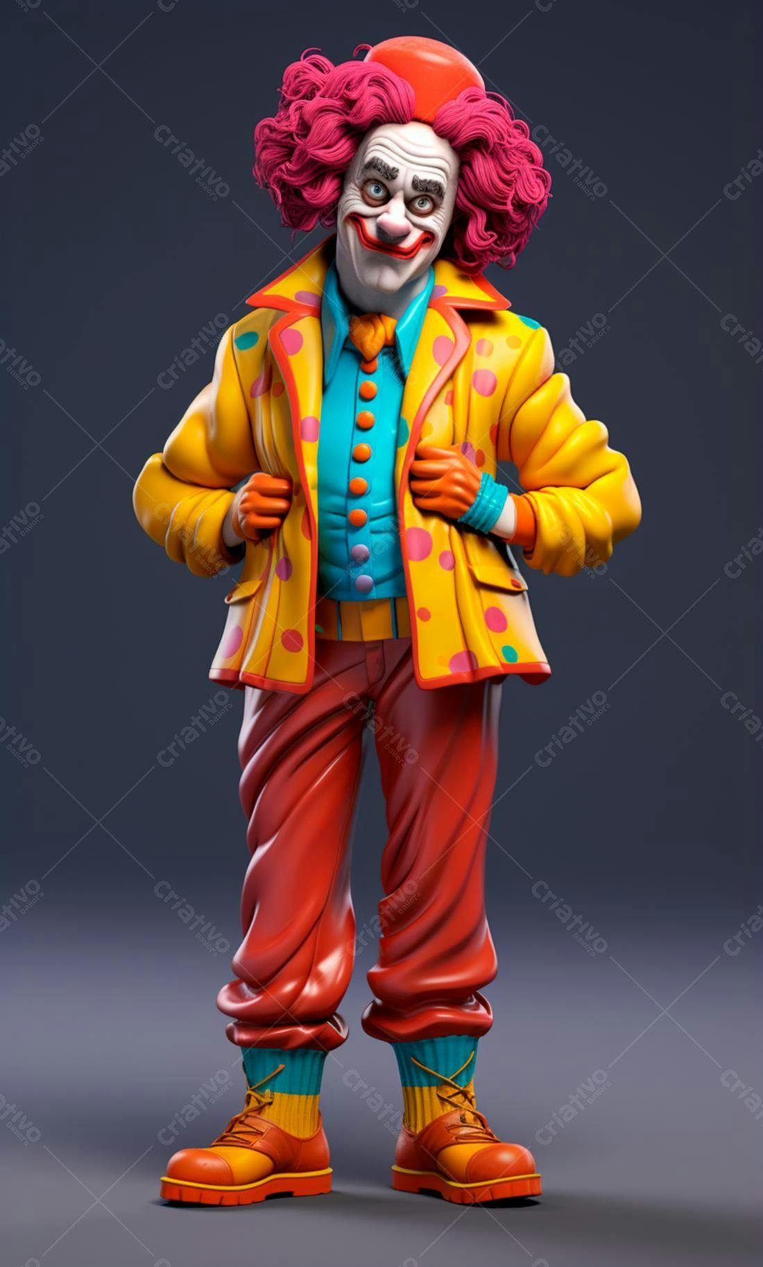 Palhaço estilo retrô cores vibrantes
