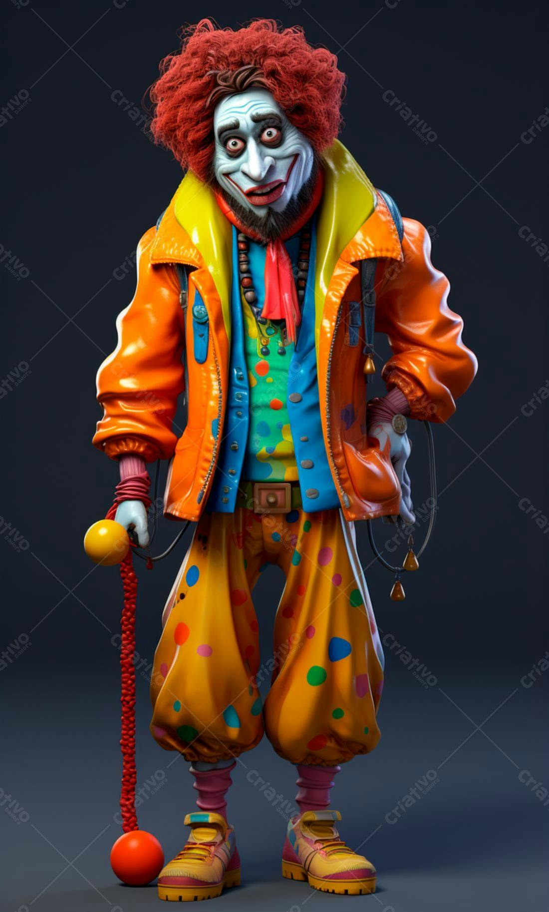 Personagem de desenho animado colorido com bengala