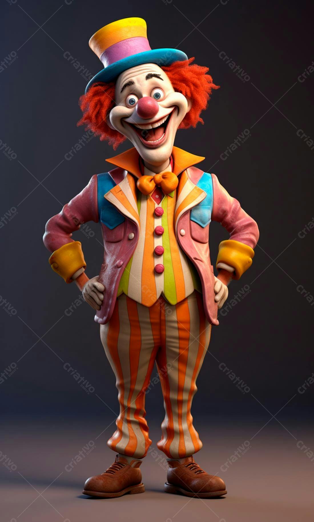 Palhaço alegre roupa colorida fundo escuro