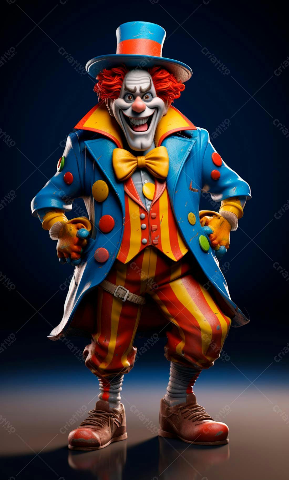 Palhaço sorridente em traje colorido
