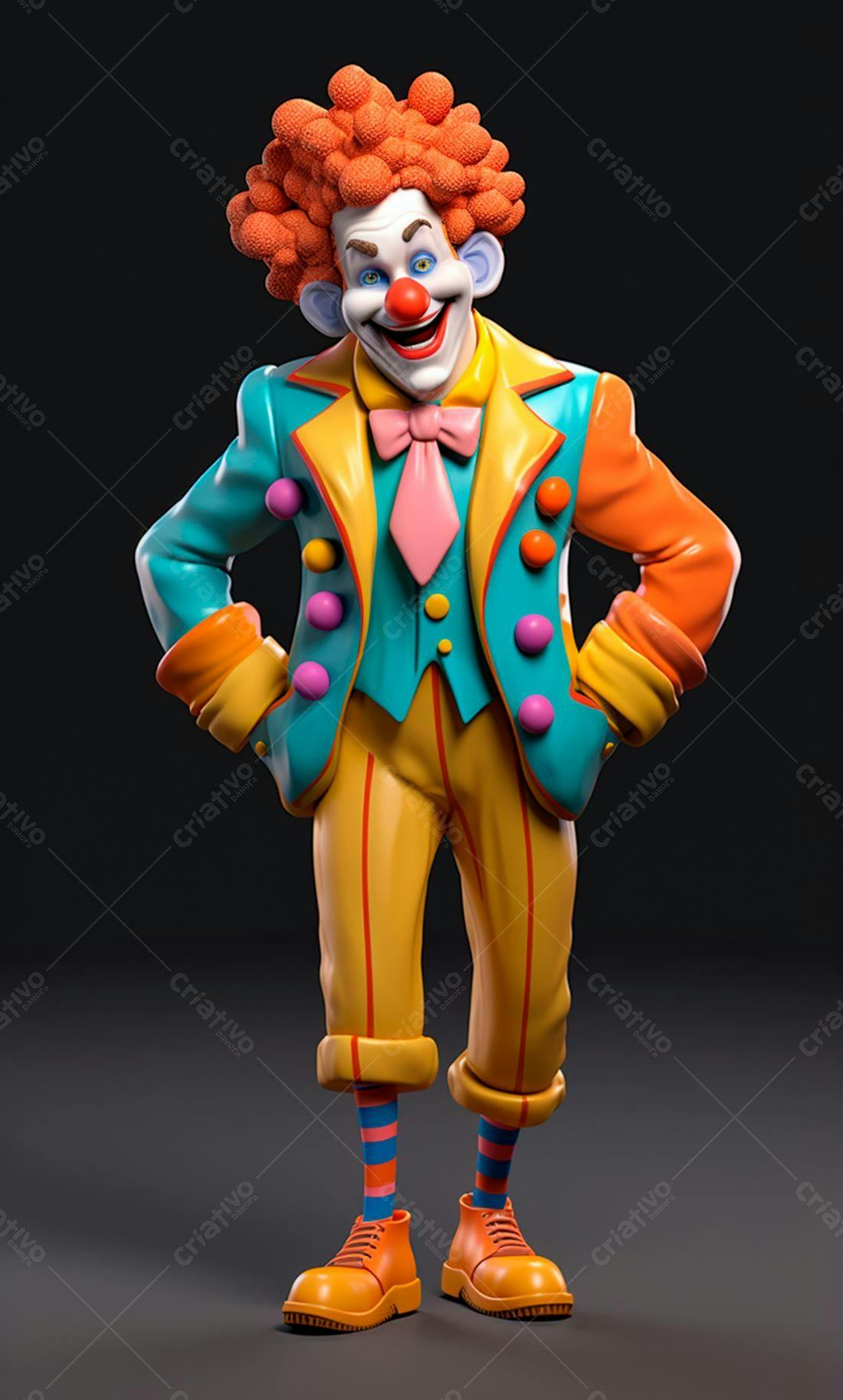 Palhaço alegre em traje colorido