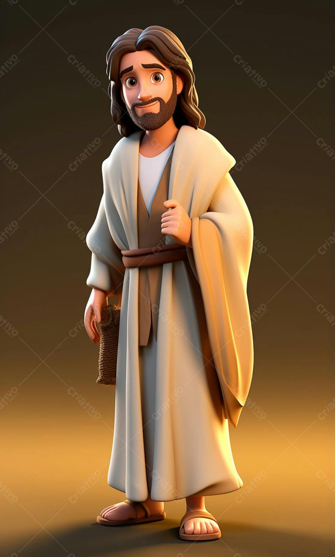 Jesus caricatura ilustração fundo marrom
