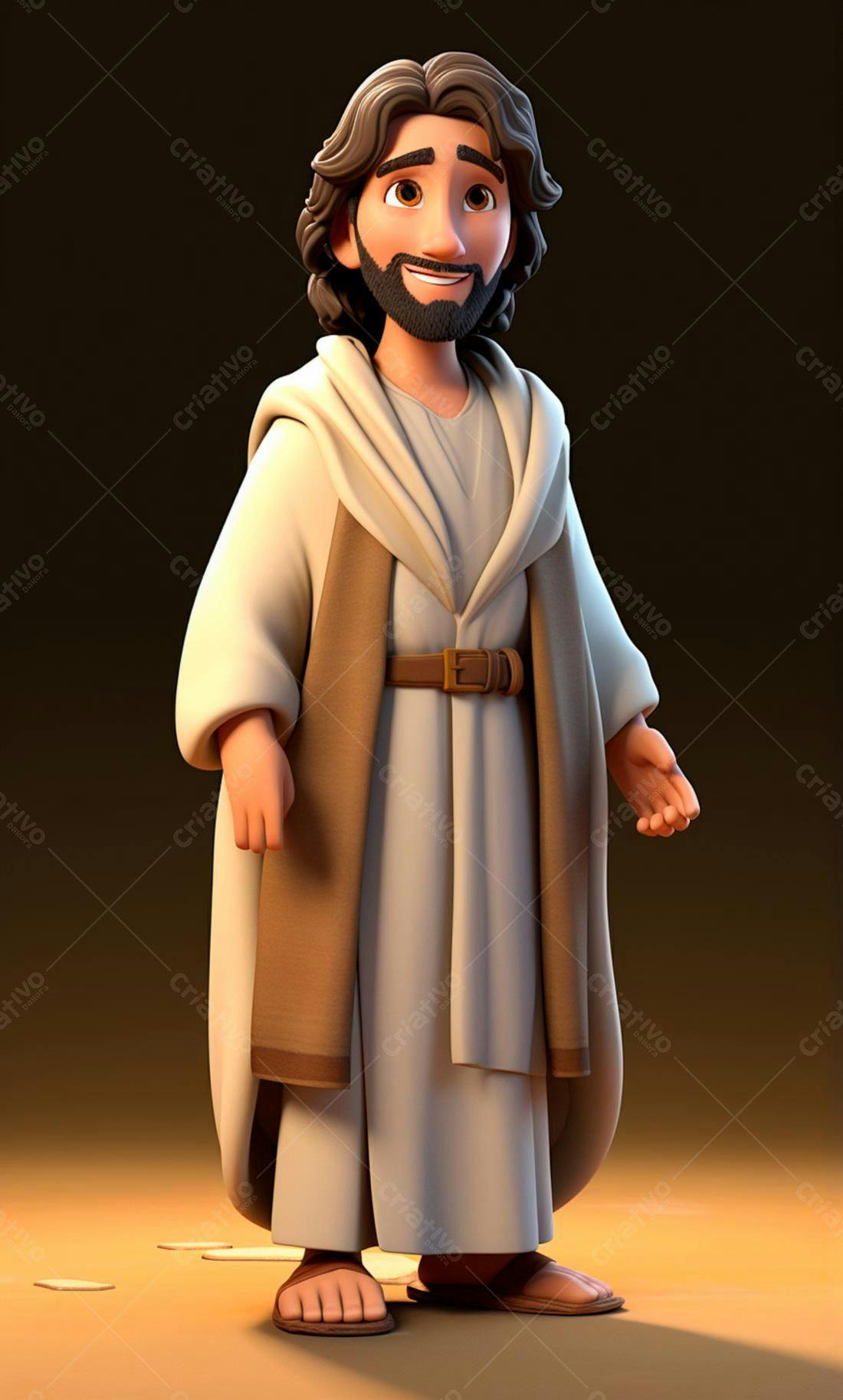 Jesus desenho animado tons bege e marrom