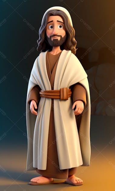 Personagem de desenho animado 3d de jesus cristo