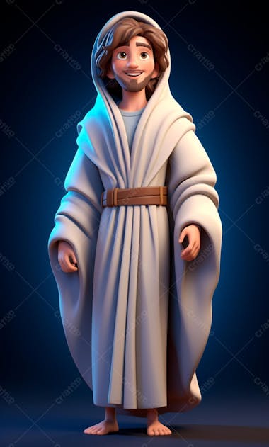 Personagem de desenho animado 3d de jesus cristo