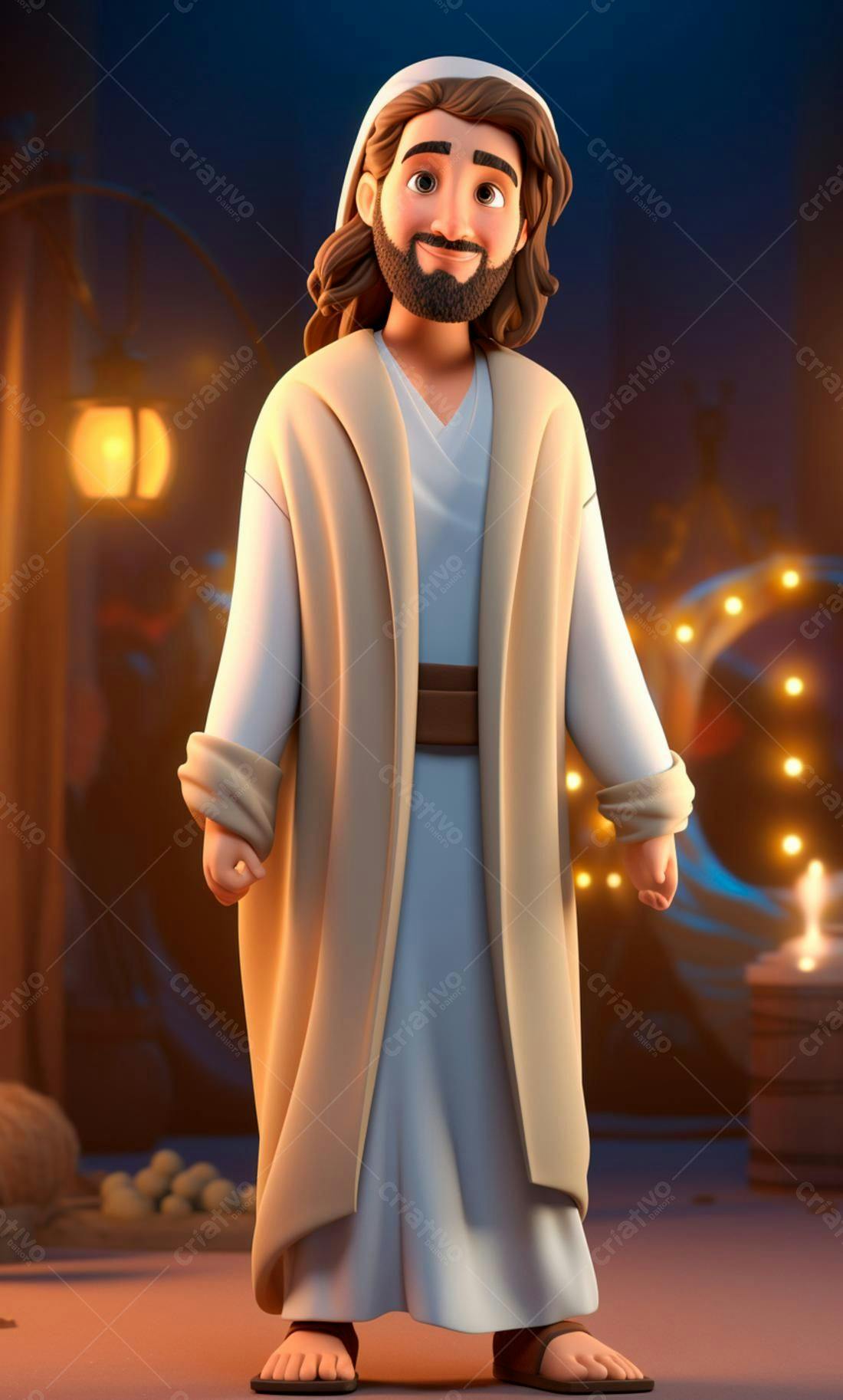 Jesus Cristo desenho animado tons quentes