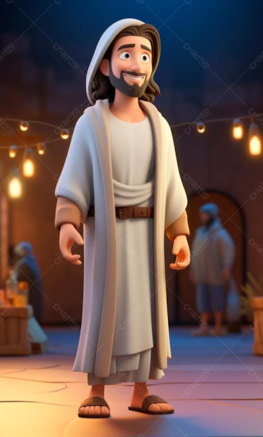 Personagem de desenho animado 3d de jesus cristo