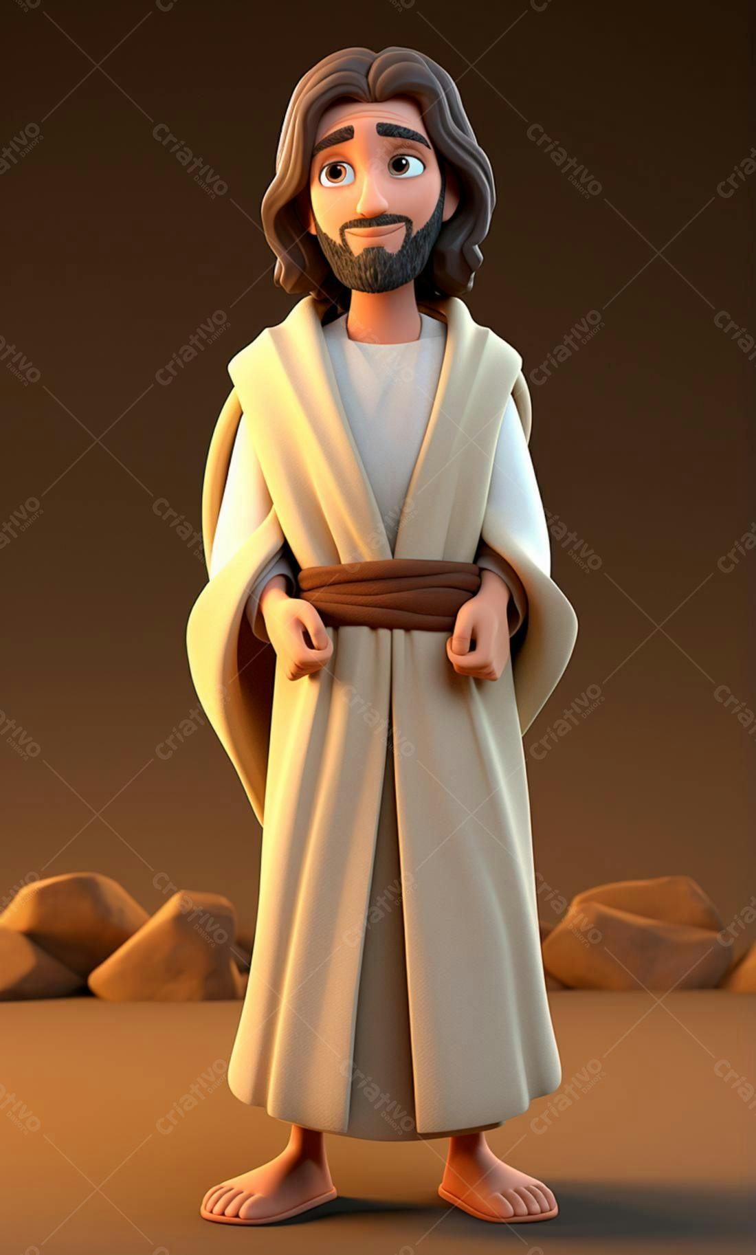 Jesus Cristo Cartoon ilustração fundo marrom