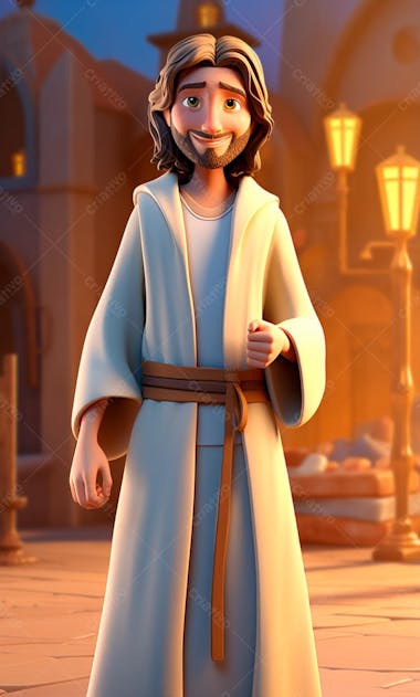 Personagem de desenho animado 3d de jesus cristo