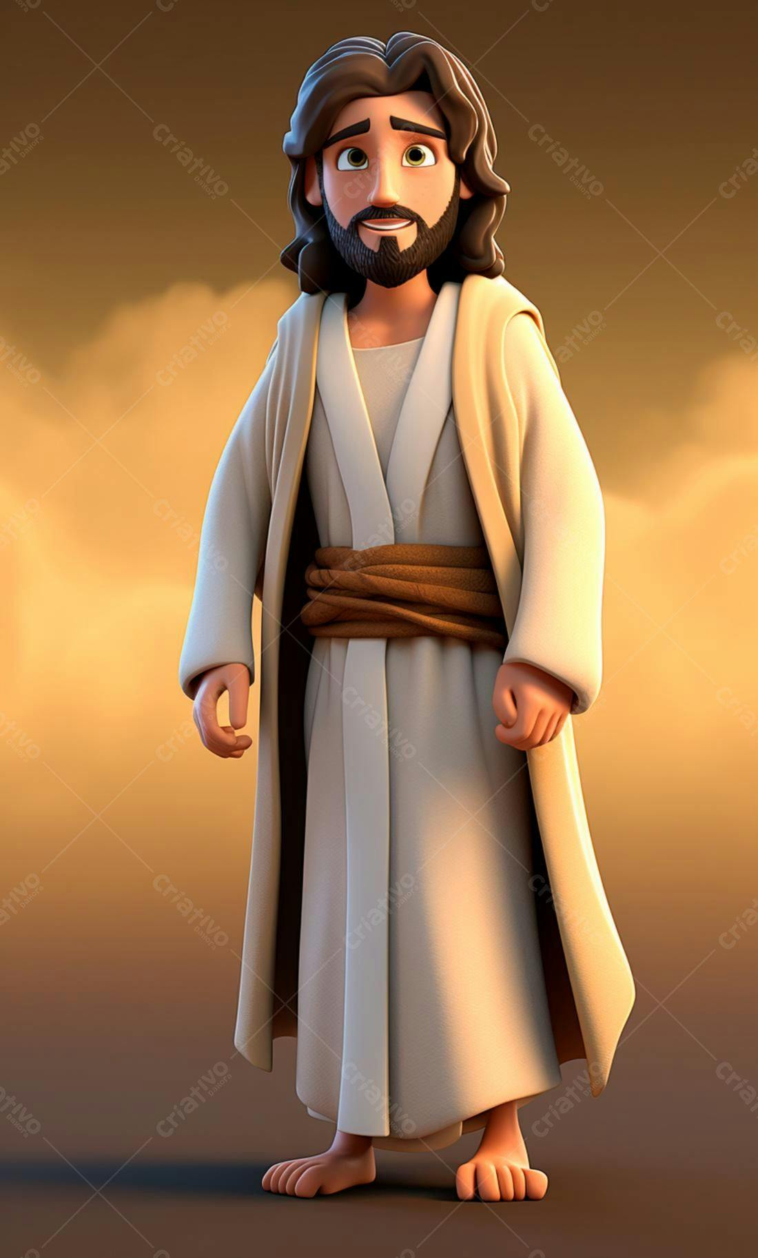 Jesus Cristo desenho animado tons pastéis