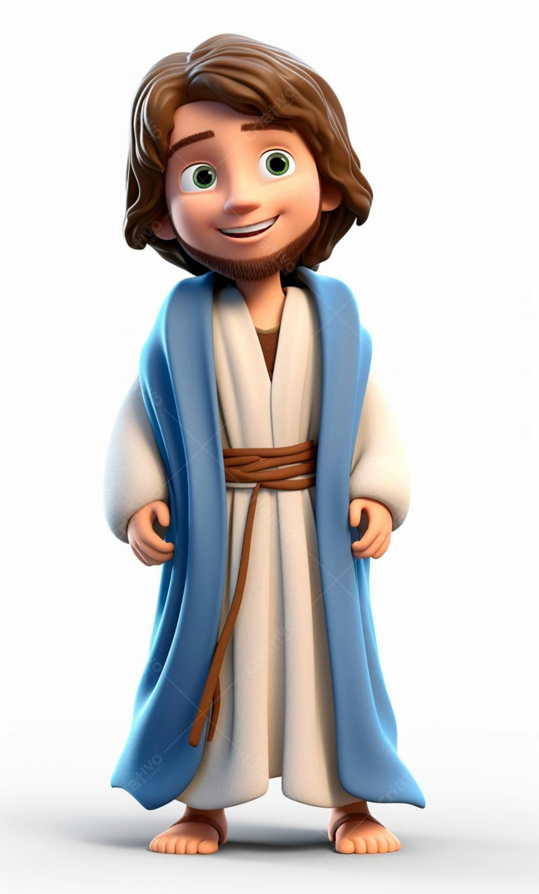 Jesus criança desenho animado alegre