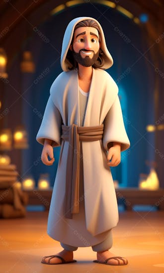 Personagem de desenho animado 3d de jesus cristo