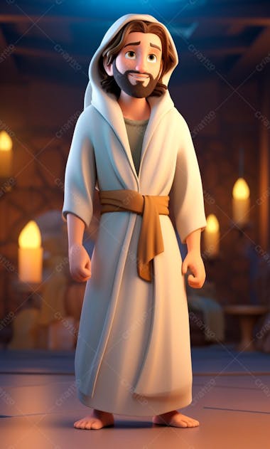 Personagem de desenho animado 3d de jesus cristo