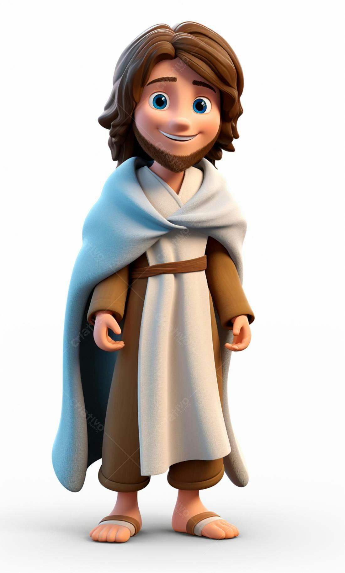 Jesus Cartoon Ilustração Sorrindo