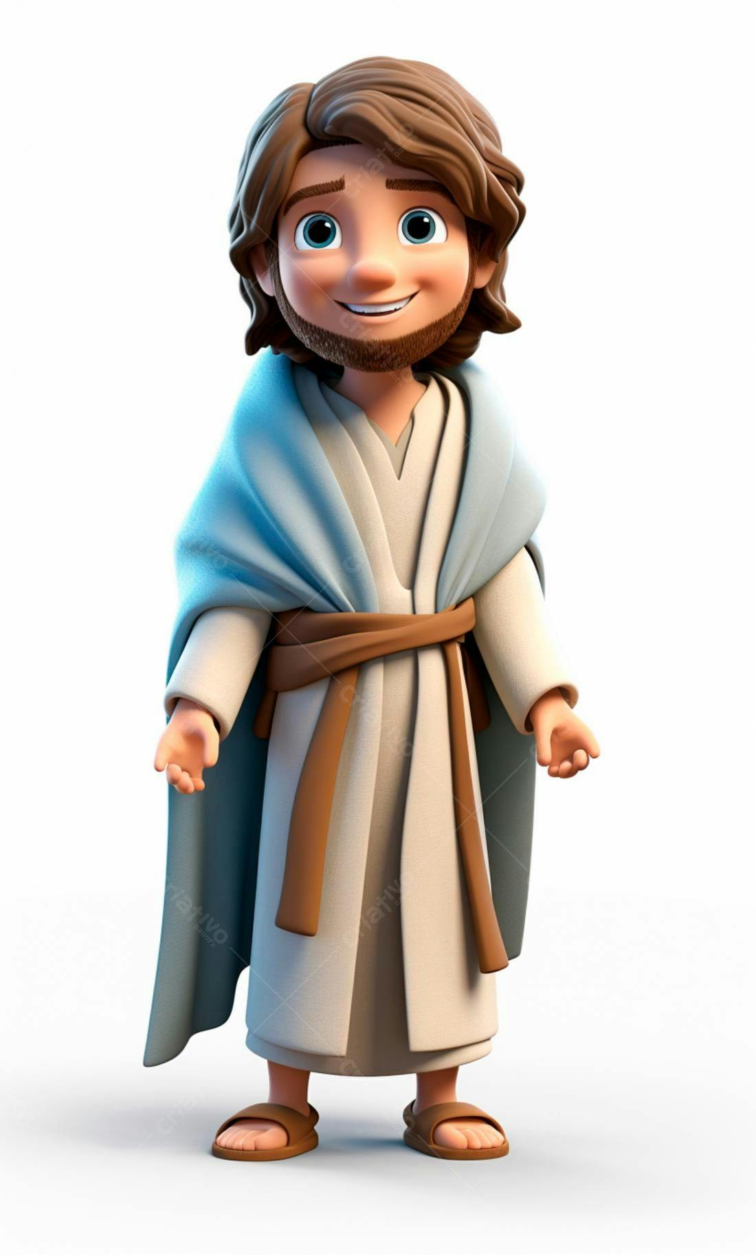 Jesus Cartoon Ilustração Alegre