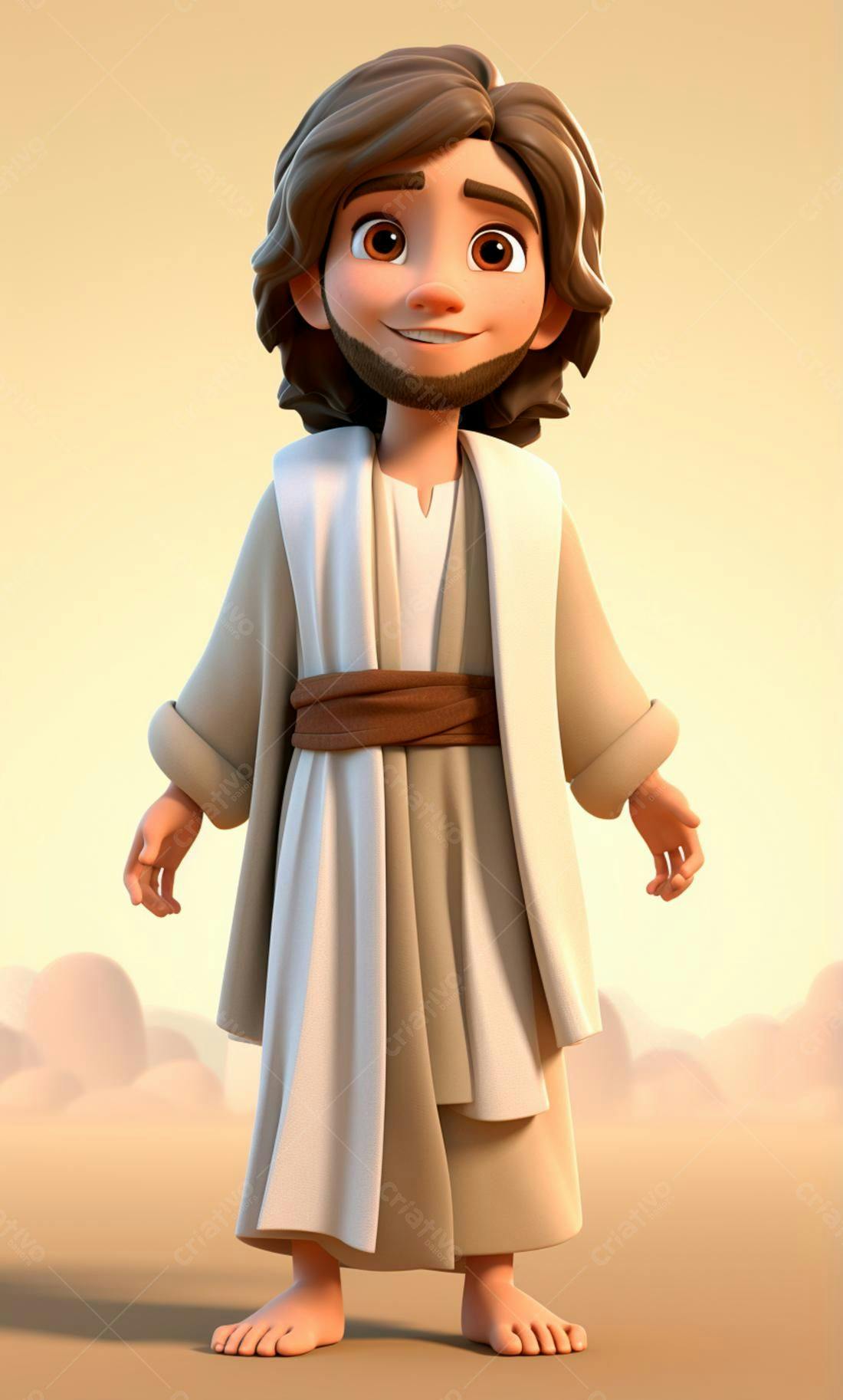 Jesus menino desenho animado deserto