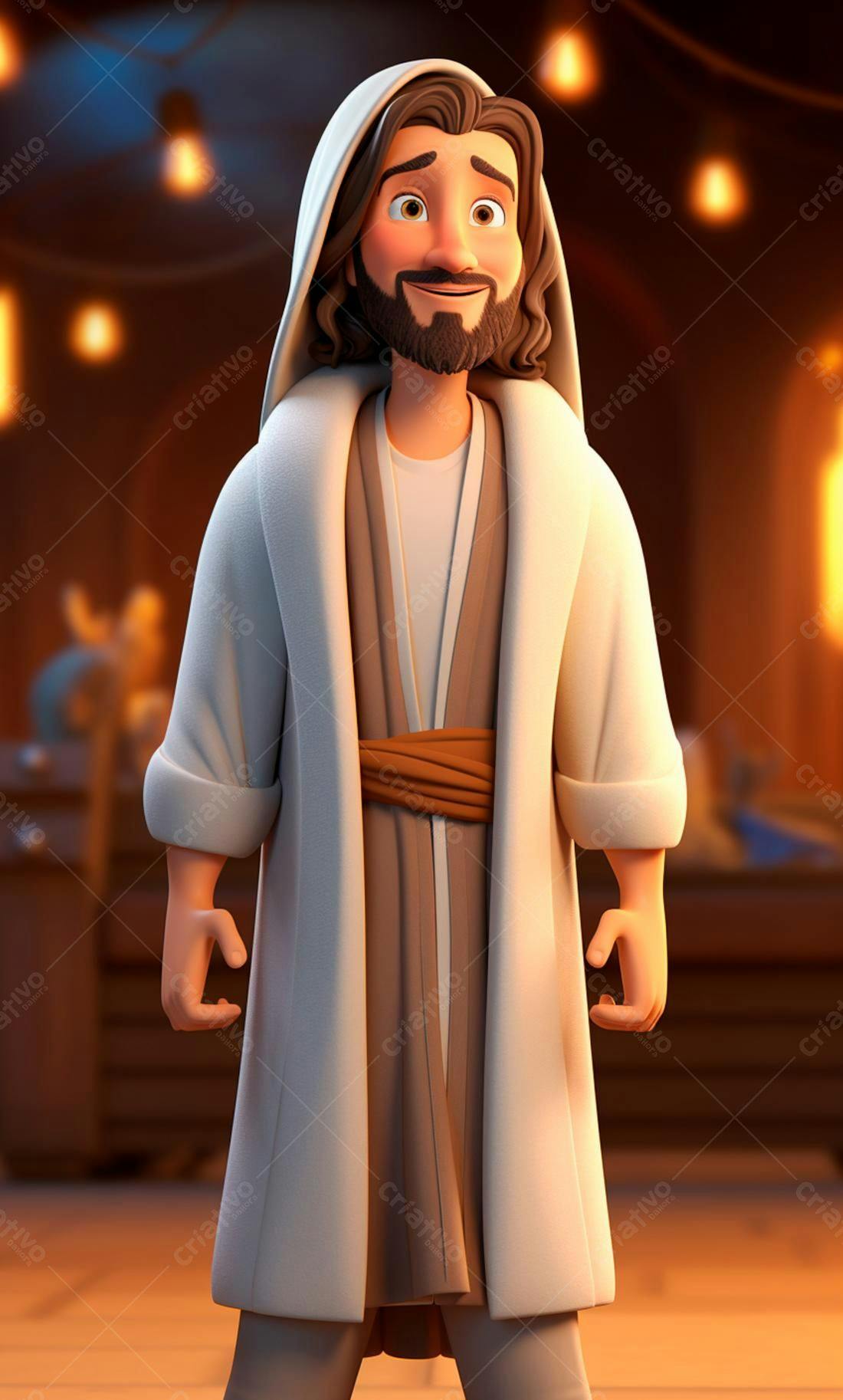 Jesus Cristo desenho animado alegre