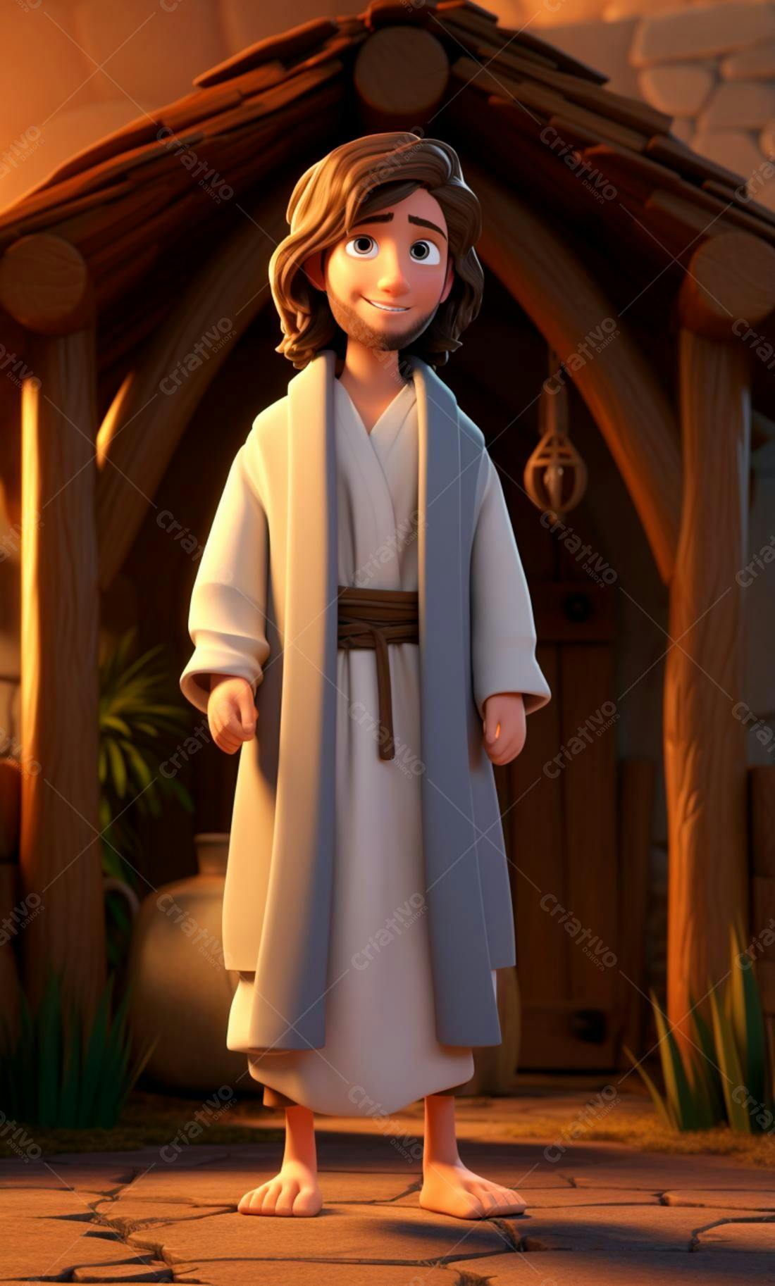 Jesus Cartoon Iluminação Quente