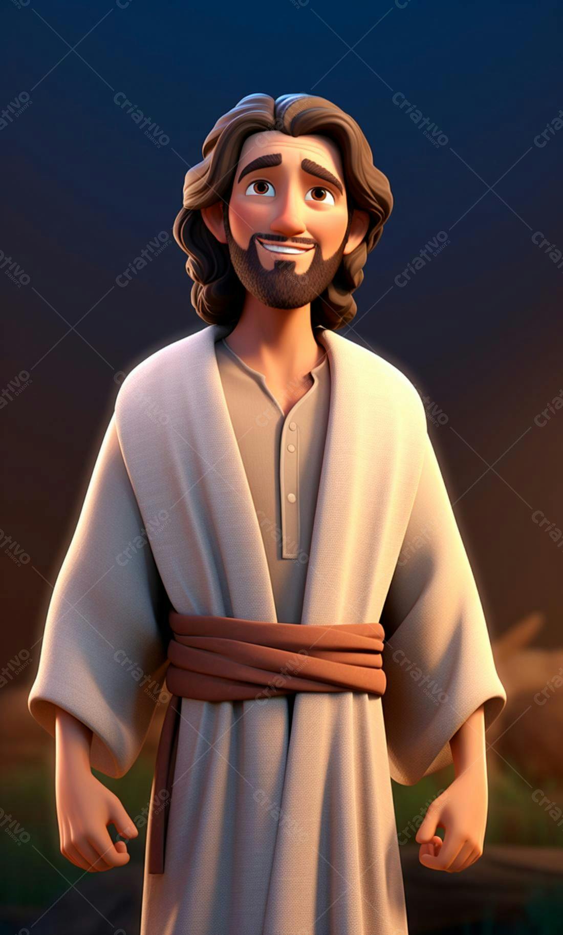 Jesus Cristo desenho animado sorrindo