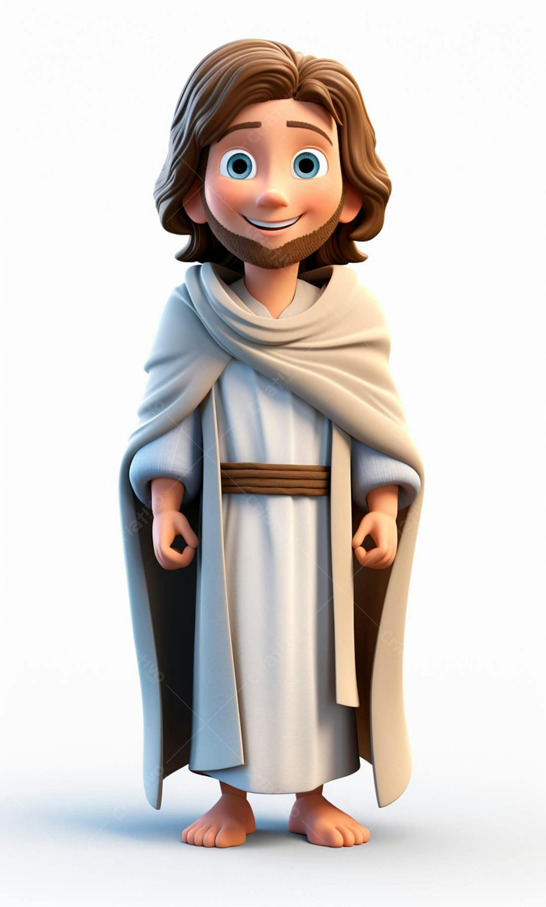 Jesus Cartoon Ilustração Sorridente