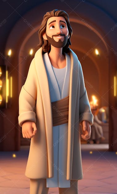 Personagem de desenho animado 3d de jesus cristo