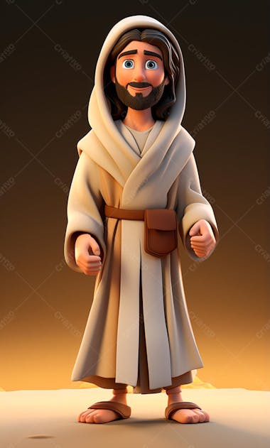 Personagem de desenho animado 3d de jesus cristo