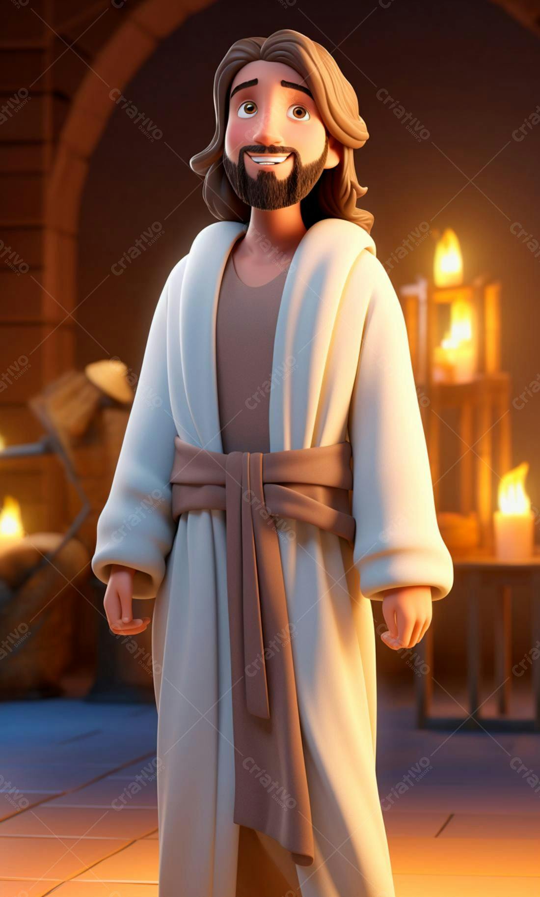 Jesus Cristo desenho animado ambiente quente