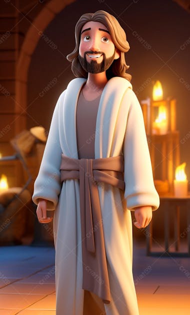 Personagem de desenho animado 3d de jesus cristo