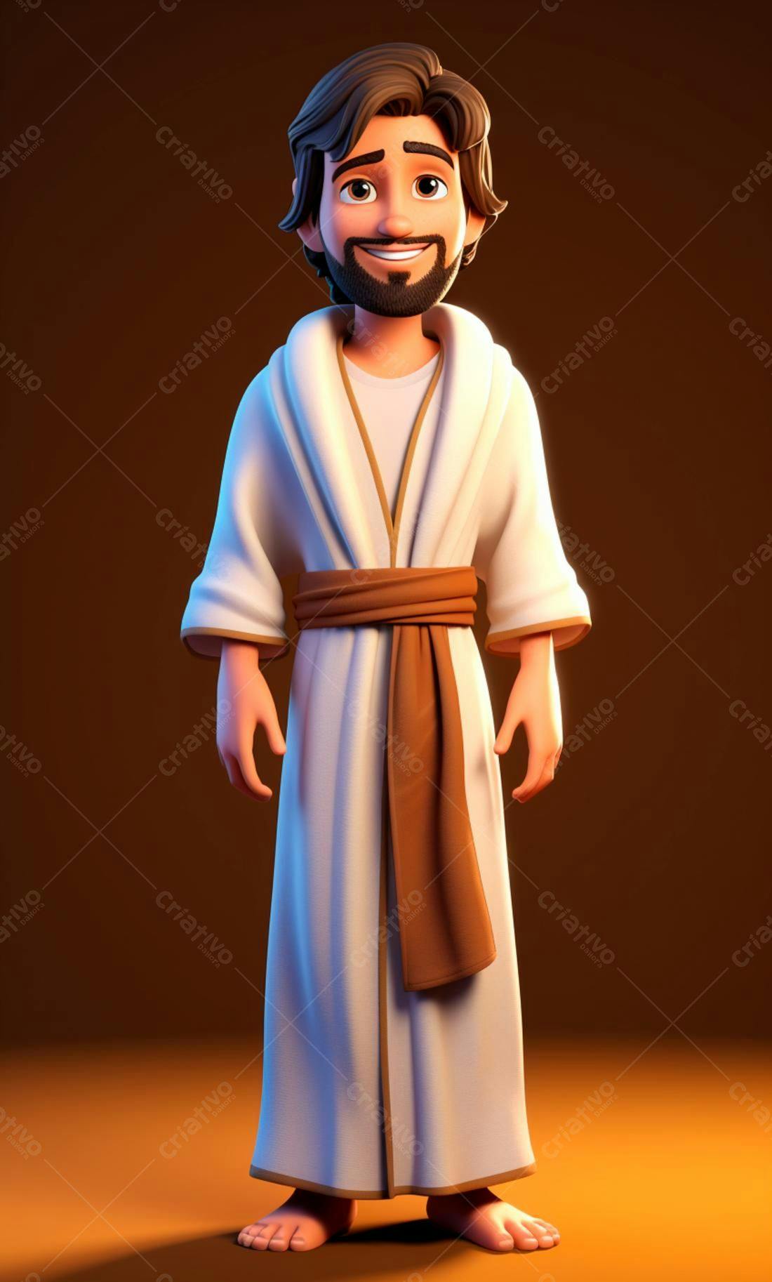 Jesus Cartoon Ilustração fundo marrom