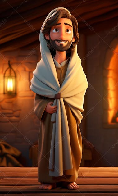 Personagem de desenho animado 3d de jesus cristo