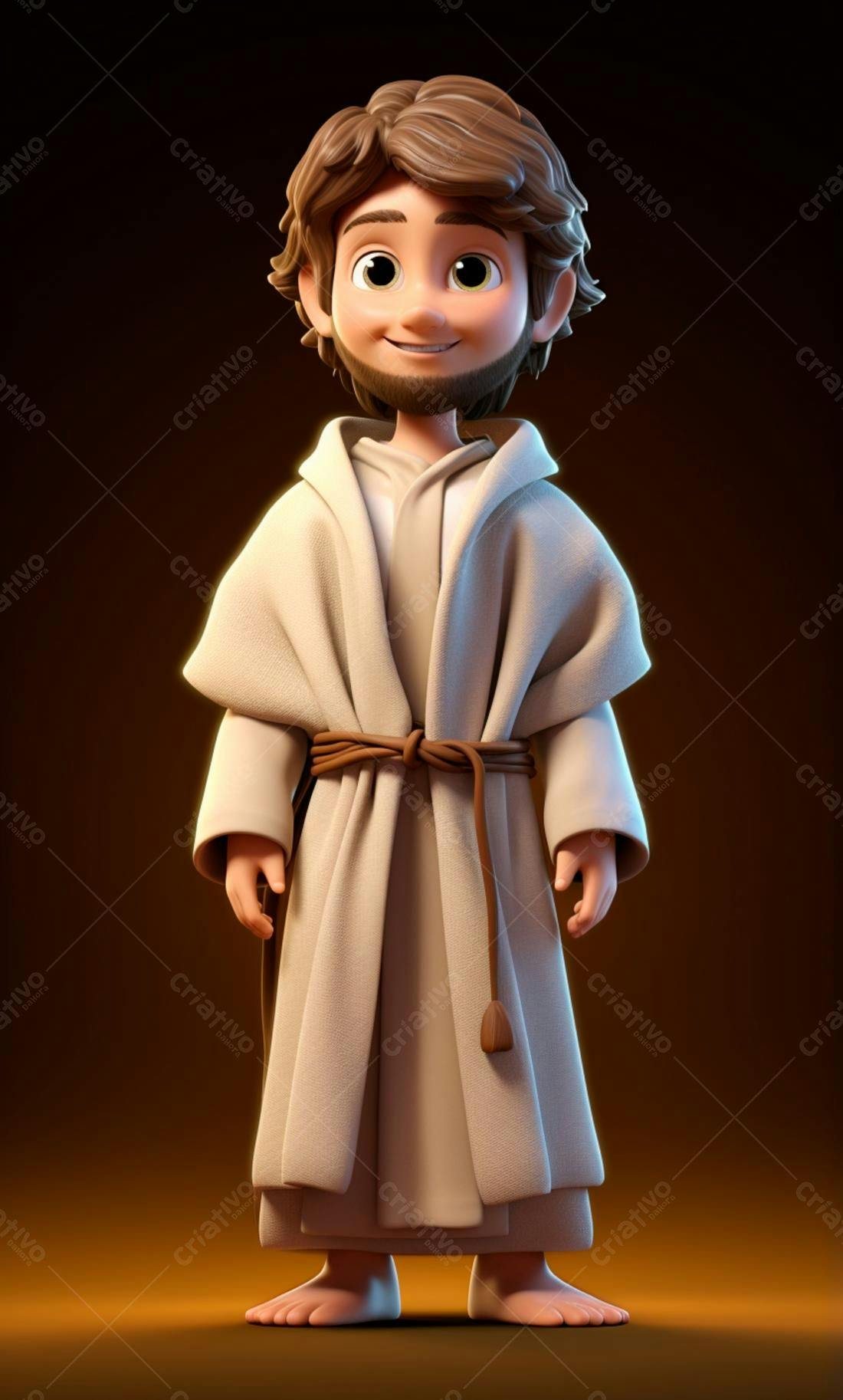 Jesus desenho animado criança roupa bege