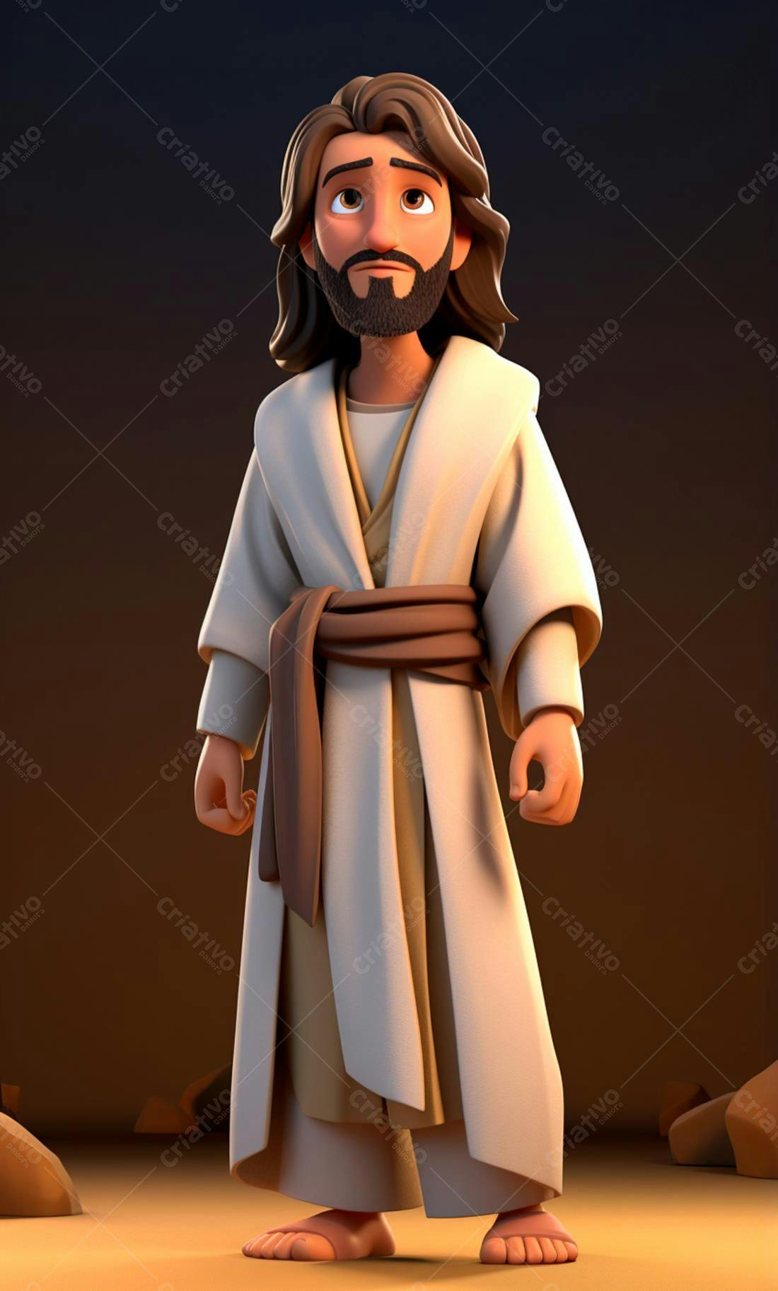 Jesus desenho animado contemplativo