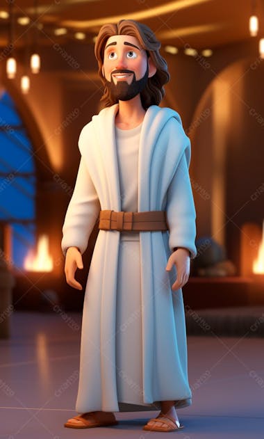 Personagem de desenho animado 3d de jesus cristo