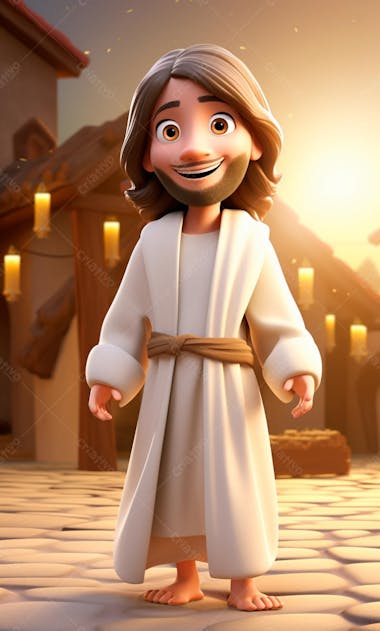 Personagem de desenho animado 3d de jesus cristo