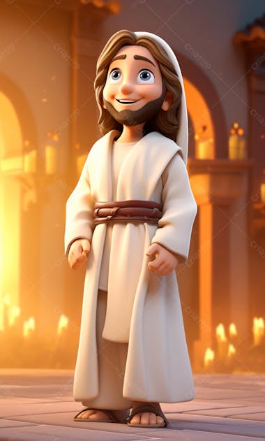 Personagem de desenho animado 3d de jesus cristo