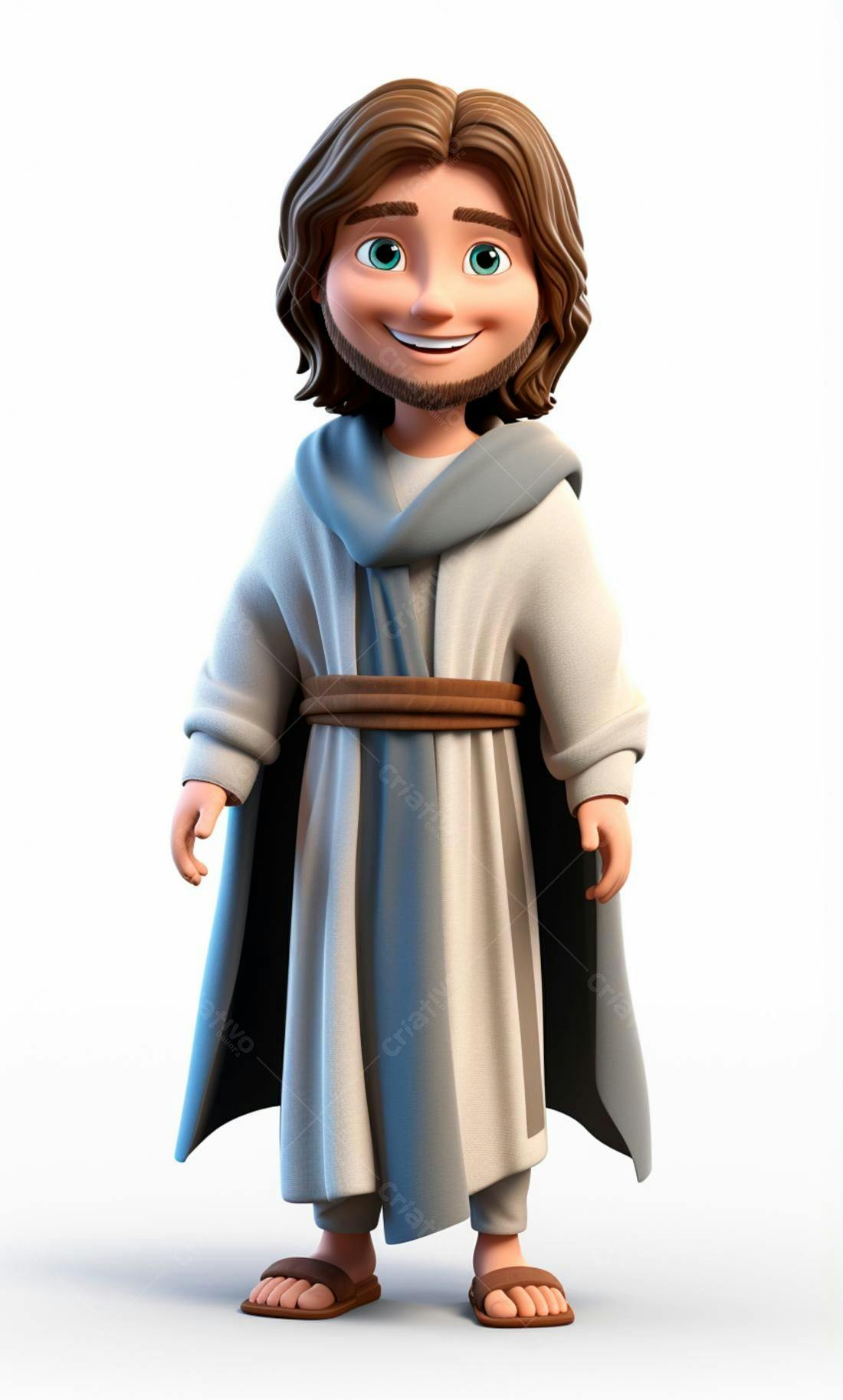 Jesus Cartoon Ilustração Sorrindo