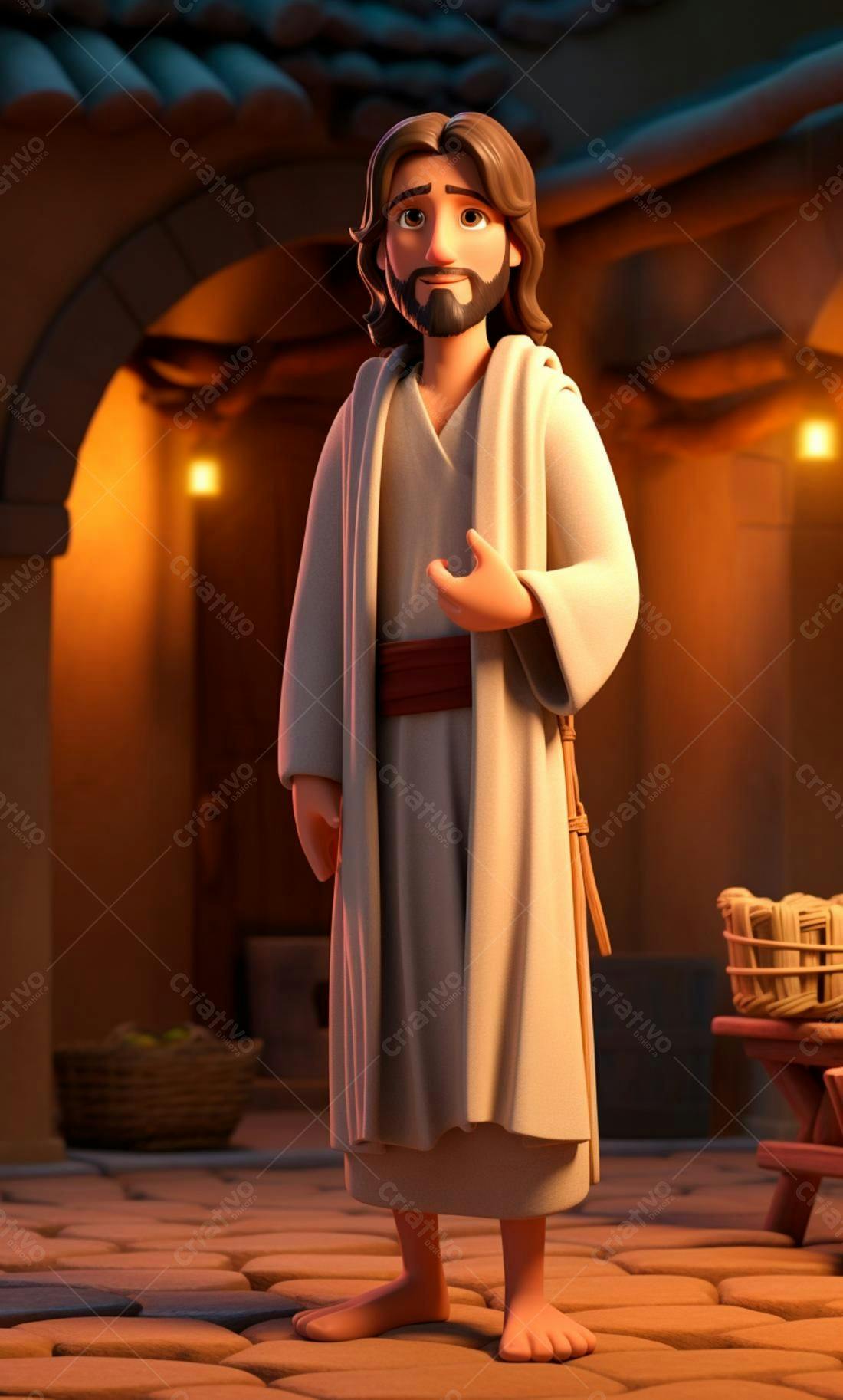 Jesus Cristo desenho animado tons quentes